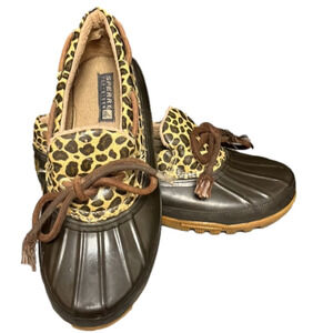 SPERRY- low cut rubber boot with animal print